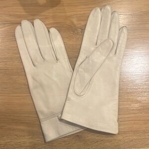 VINTAGE REAL LEATHER REAL SILK white gloves